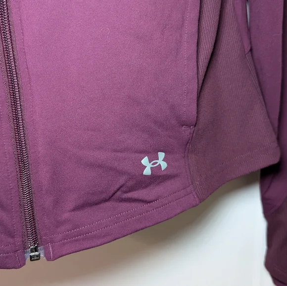 Under Armour Women’s Full Zip Athletic Fitted Jacket Burgundy Size M - Picture 2 of 7